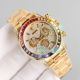 Iced Out Rolex Daytona Yellow Gold Watch Diamond Dial Rainbow Bezel (2)_th.jpg